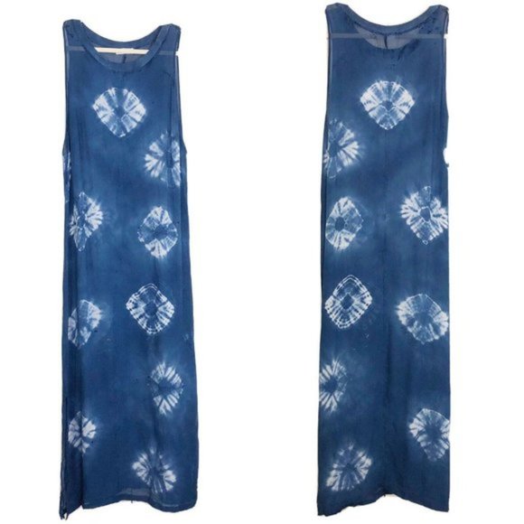 LACAUSA Dresses & Skirts - LACAUSA Dad's Shirt Dress Indigo Tie Dye Maxi S